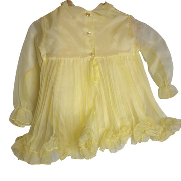 Vintage Jack Spiro Girls Butter Yellow Ruffle Party Dress Size 3T New - Picture 8 of 8